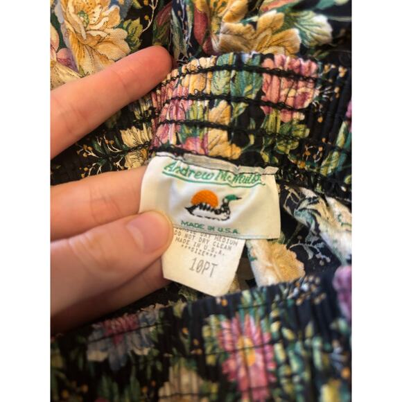 Vintage Andrew McMullen Black with Pink Blue Florals Pull On Casual Pants XS - Picture 5 of 7